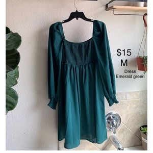 Emerald green flowy dress